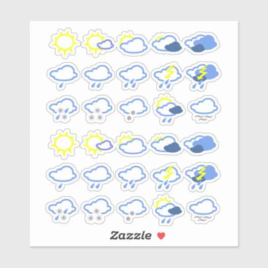 einfache Wettersymbole Aufkleber (Blatt)