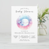 Einfache Whale Baby-Dusche Einladung (Stehend Vorderseite)
