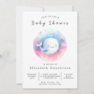 Einfache Whale Baby-Dusche Einladung