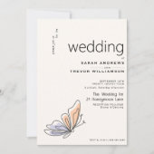 Einfache Whimsical Butterfly Coral und Violet Einladung (Vorderseite)