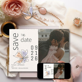 Einfache Whimsical Butterfly Coral und Violet Einladung