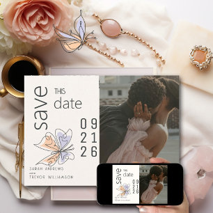 Einfache Whimsical Butterfly Coral und Violet Einladung