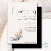 Einfache Whimsical Butterfly Coral und Violet Einladung