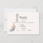 Einfache Whimsical Butterfly Coral und Violet RSVP Karte (Vorderseite)