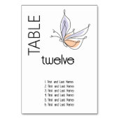 Einfache Whimsical Butterfly Coral und Violet Tischnummer (Rückseite)