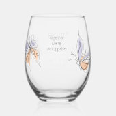 Einfache Whimsical Butterfly Coral und Violet Weinglas Ohne Stiel (Rückseite)