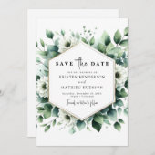Einfache Whimsical Eukalyptus Digital Wedding Save The Date (Vorne/Hinten)
