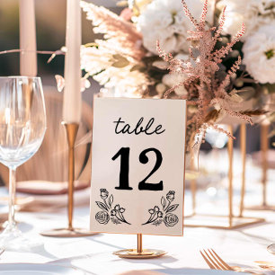 Einfache Whimsical Floral Wedding Tischnummer Card