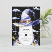 Einfache Whimsical Fun Wizard Geburtstag Einladung (Stehend Vorderseite)