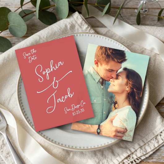 Einfache whimsical handgezeichnete Foto-Save-the-D Save The Date