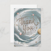 Einfache Whimsical kosmische Celestie Dankeskarte (Vorne/Hinten)