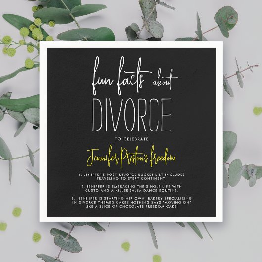 Einfache Whimsical Schwarz-weiß Fun Fakten Scheidu Serviette