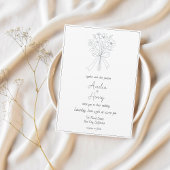 Einfache Whimsikale Blume und Bow Sketch-Hochzeit Einladung