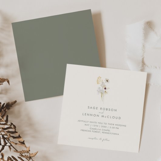 Einfache Whimsikische Wildblume | Elfenbeinplatz Einladung