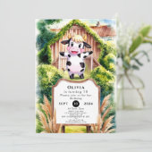 Einfache Whimsikkühe Geburtstag Einladung (Stehend Vorderseite)