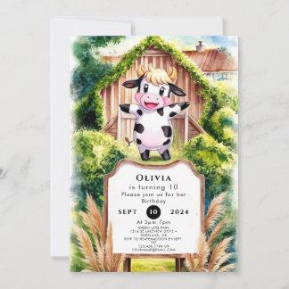 Einfache Whimsikkühe Geburtstag Einladung