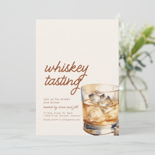 Einfache Whiskey-Degustation mit Drink Einladung (Stehend Vorderseite)