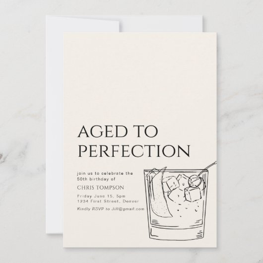 Einfache Whiskey im Alter bis zur Perfektion Gebur Einladung (Vorderseite)