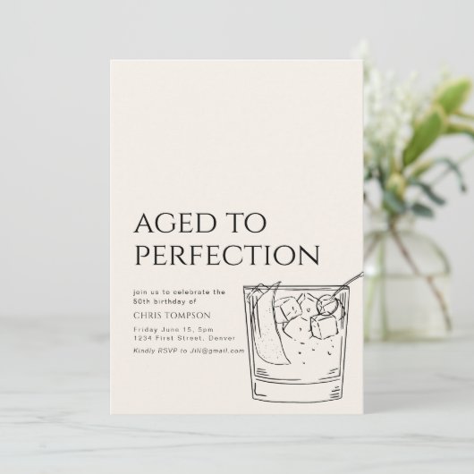 Einfache Whiskey im Alter bis zur Perfektion Gebur Einladung (Stehend Vorderseite)