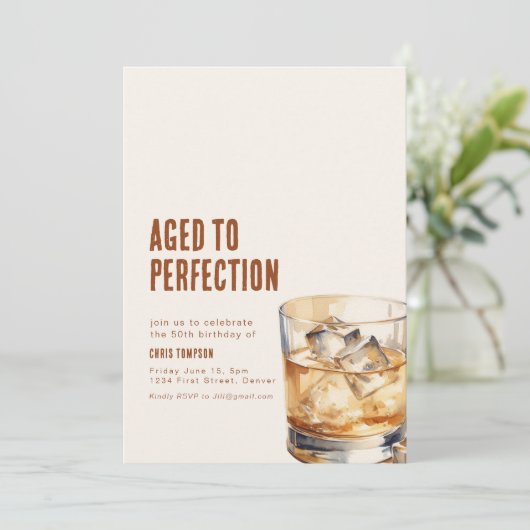 Einfache Whiskey im Alter bis zur Perfektion Gebur Einladung (Stehend Vorderseite)