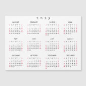 Einfache White 2025 Yearly Full Year Calendar Magn Magnetkarte (Vorderseite)
