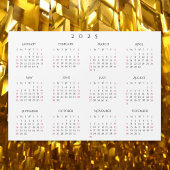 Einfache White 2025 Yearly Full Year Calendar Magn Magnetkarte