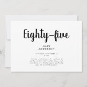 Einfache White 85. Geburtstagsparty Einladung (Vorderseite)