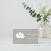 Einfache White and Gray Lotus Blume Business Card Visitenkarte (Stehend Vorderseite)