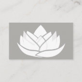 Einfache White and Gray Lotus Blume Business Card Visitenkarte (Rückseite)