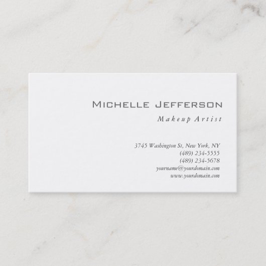 Einfache White Attraktive Charming Business Card Visitenkarte (Vorderseite)