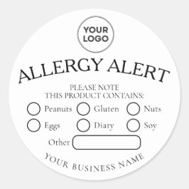 Einfache White Black Allergy Alert-Aufkleber Runder Aufkleber