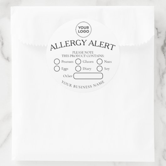 Einfache White Black Allergy Alert-Aufkleber Runder Aufkleber (Tasche)