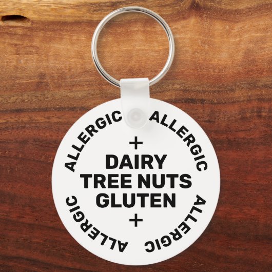 Einfache White Black Emergency Contact Allergen Schlüsselanhänger (Vorderseite)