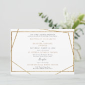 Einfache White Black & Gold Geometric Wedding Einladung (Stehend Vorderseite)