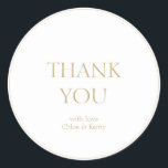 Einfache White Couple Wedding Dankeschön Sticker<br><div class="desc">Diese schöne,  einfache,  weiße Hochzeit Dankeschön-Aufkleber enthält einen Dankeschön-Text in einer zeitgenössischen goldenen Taupe und Namen von Paaren.</div>