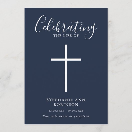 Einfache White Cross Blue Gedenkorde Programm (Vorderseite)