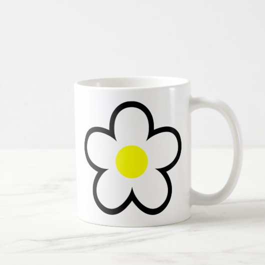 Einfache White Daisy Blume Niedlich 70er Spring Gr Kaffeetasse (Rechts)