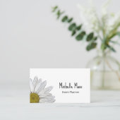 Einfache White Daisy Botanical Gray Business Card Visitenkarte (Stehend Vorderseite)