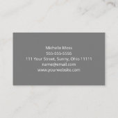Einfache White Daisy Botanical Gray Business Card Visitenkarte (Rückseite)