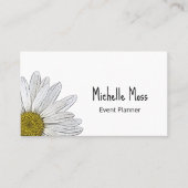Einfache White Daisy Botanical Gray Business Card Visitenkarte (Vorderseite)