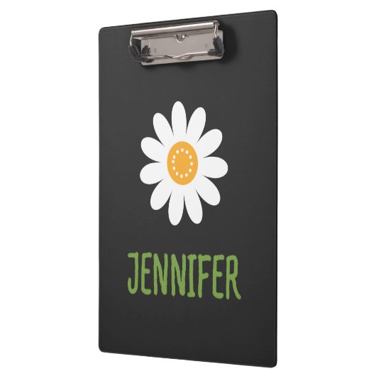 Einfache White Daisy Monogram Klemmbrett (Links)