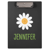 Einfache White Daisy Monogram Klemmbrett (Vorderseite)