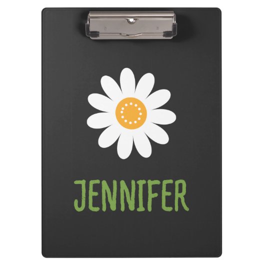 Einfache White Daisy Monogram Klemmbrett (Vorderseite)