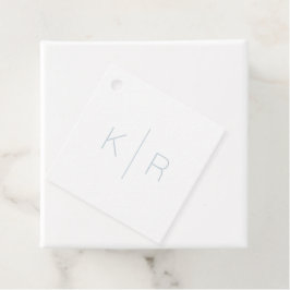 Einfache White Dusty Blue Monogram Wedding Vielen  Geschenkanhänger