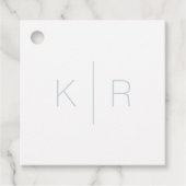 Einfache White Dusty Blue Monogram Wedding Vielen Geschenkanhänger (Vorderseite)