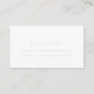 Einfache White Dusty Blue Wedding Gift Registry Begleitkarte