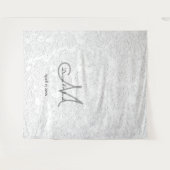 Einfache White Elegant Monogram Wedding Foto Booth Wandteppich (Vorderseite (Horizontal))