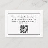 Einfache White Elegant Wedding Details QR Code Begleitkarte (Vorderseite)
