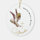 Einfache White Gold Angel Bless Taufkalligraphie Keramik Ornament (Links)