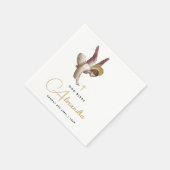 Einfache White Gold Angel Bless Taufkalligraphie Serviette (Ecke)